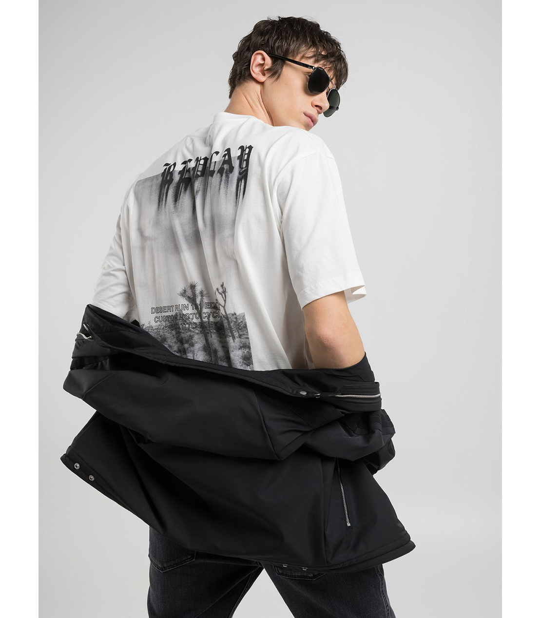 オーバーフィット ベーシックジャ－ジーコットンプリントTシャツ 詳細画像 ホワイト 4